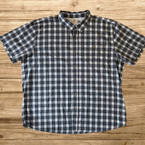 Ridgecut Other - Ridgecut Toughwear Mens 3XL Short Sleeve Plaid Button Down Shirt Navy